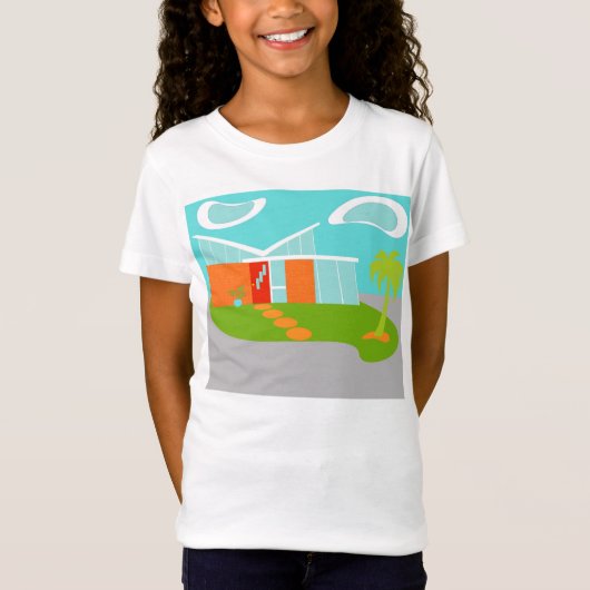 Middeleeuwse Moderne Cartoon House T-Shirt (Voorkant)
