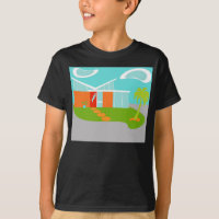 Middeleeuwse Moderne Cartoon House T-Shirt