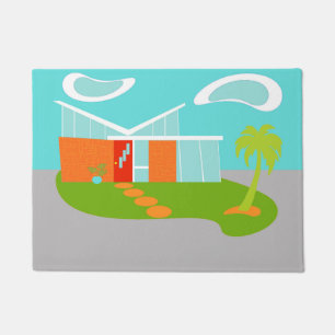 Middeleeuwse moderne Cartoon huis deur mat