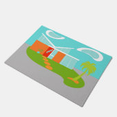 Middeleeuwse moderne Cartoon huis deur mat (Schuin)