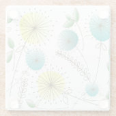 Middeleeuwse moderne Dandelion klokken Blauw Geel Glazen Onderzetter (Achterkant)