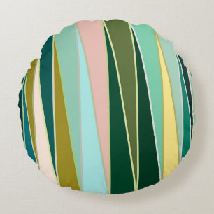 Middeleeuwse moderne driehoeken, Aqua en Emerald Rond Kussen