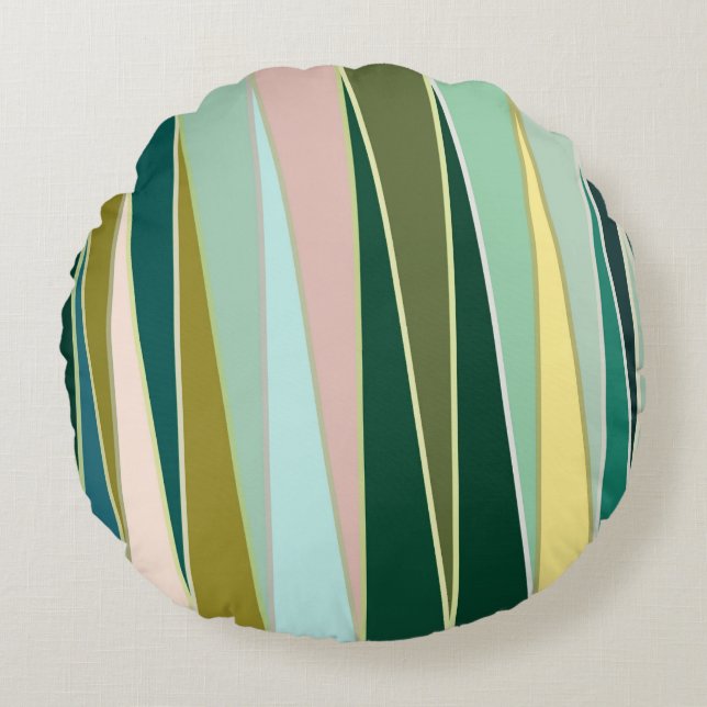 Middeleeuwse moderne driehoeken, Aqua en Emerald Rond Kussen (Voorkant)