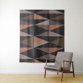 Middeleeuwse moderne driehoeken Dark Sepia Wandkleed (In situ)
