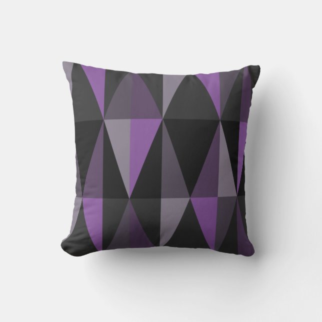 Middeleeuwse moderne driehoeken donker Violet Kussen (Voorkant)