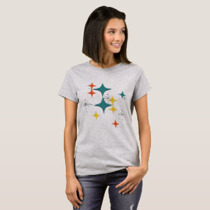 Middeleeuwse moderne Eames Atomic Era Starburst Bl T-shirt