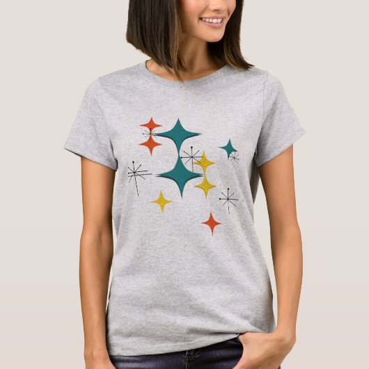 Middeleeuwse moderne Eames Atomic Era Starburst Bl T-shirt (Voorkant)