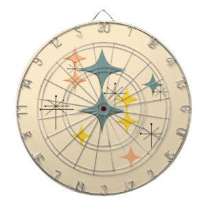 Middeleeuwse moderne Eames Atomic Starbursts Custo Dartbord