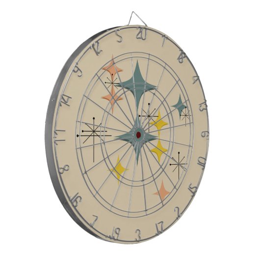 Middeleeuwse moderne Eames Atomic Starbursts Custo Dartbord (Voorkant Links)