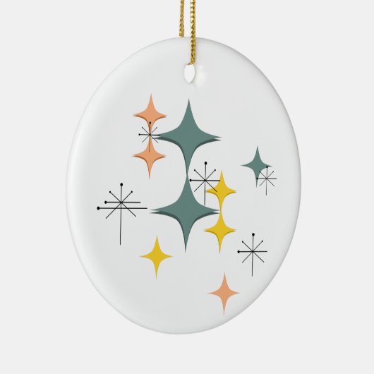 Middeleeuwse moderne Eames Atomic Starbursts Custo Keramisch Ornament (Rechts)