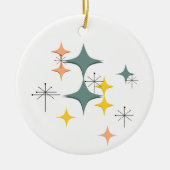 Middeleeuwse moderne Eames Atomic Starbursts Custo Keramisch Ornament (Voorkant)