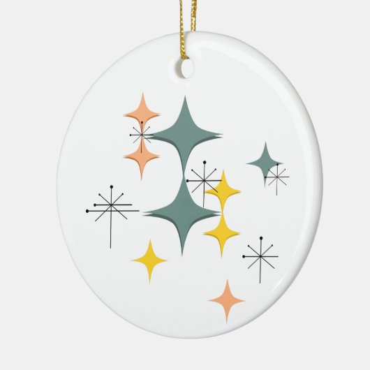Middeleeuwse moderne Eames Atomic Starbursts Custo Keramisch Ornament (Links)