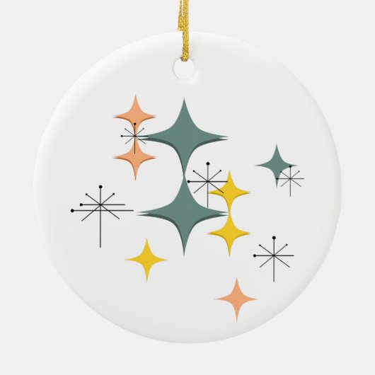 Middeleeuwse moderne Eames Atomic Starbursts Custo Keramisch Ornament (Achterkant)