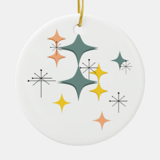 Middeleeuwse moderne Eames Atomic Starbursts Custo Keramisch Ornament