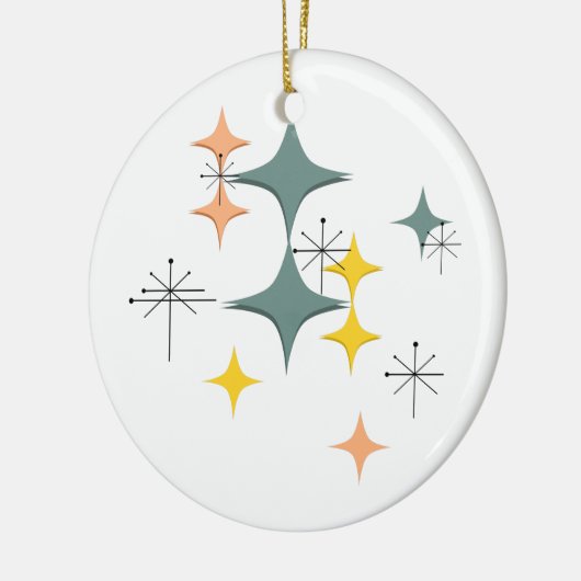 Middeleeuwse moderne Eames Atomic Starbursts Custo Keramisch Ornament (Links)