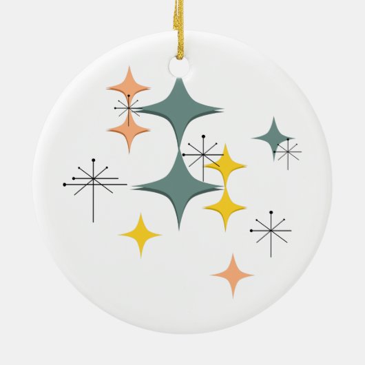 Middeleeuwse moderne Eames Atomic Starbursts Custo Keramisch Ornament (Achterkant)