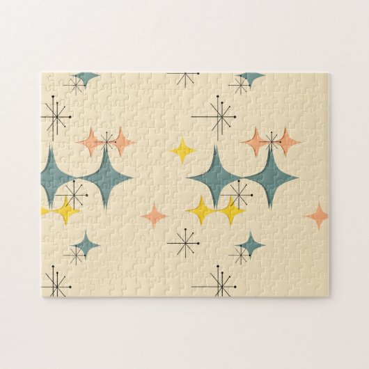 Middeleeuwse moderne Eames Atomic Starbursts Custo Legpuzzel (Horizontaal)