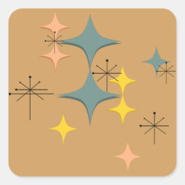 Middeleeuwse moderne Eames Atomic Starbursts Custo Vierkante Sticker