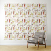 Middeleeuwse moderne Floral Abstract Leaves Design Wandkleed (In Situ (horizontaal))