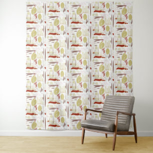 Middeleeuwse moderne Floral Abstract Leaves Design Wandkleed