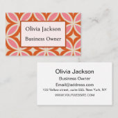 Middeleeuwse moderne geometrische roze sinaasappel visitekaartje (Voorkant / Achterkant)