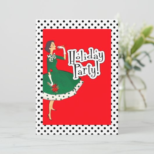 Middeleeuwse moderne Girl Retro Holiday Party - Aa Kaart (Staand voorkant)