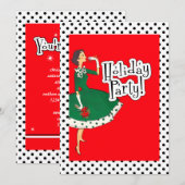 Middeleeuwse moderne Girl Retro Holiday Party - Aa Kaart (Voorkant / Achterkant)