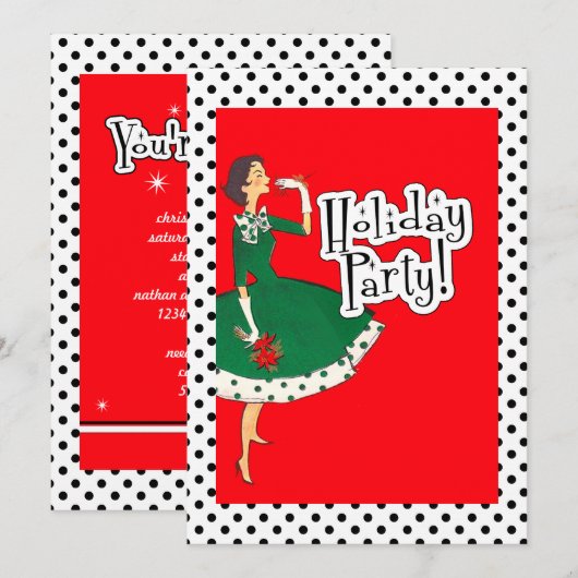 Middeleeuwse moderne Girl Retro Holiday Party - Aa Kaart (Voorkant / Achterkant)