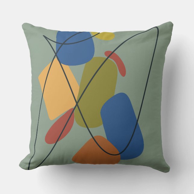 Middeleeuwse moderne groene blauwe Oranje Abstract Kussen (Voorkant)