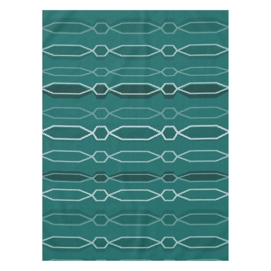 Middeleeuwse moderne hexagon kolommen Blauwgroen Tafelkleed (Voorkant)
