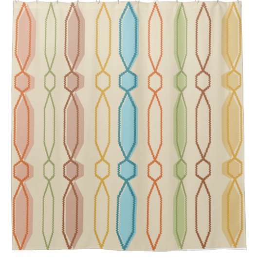 Middeleeuwse moderne hexagon kolommen kleurrijk douchegordijn (Voorkant)