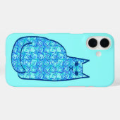 Middeleeuwse moderne kat, Aqua en Navy Blue Case-Mate iPhone Case (Achterkant (horizontaal))