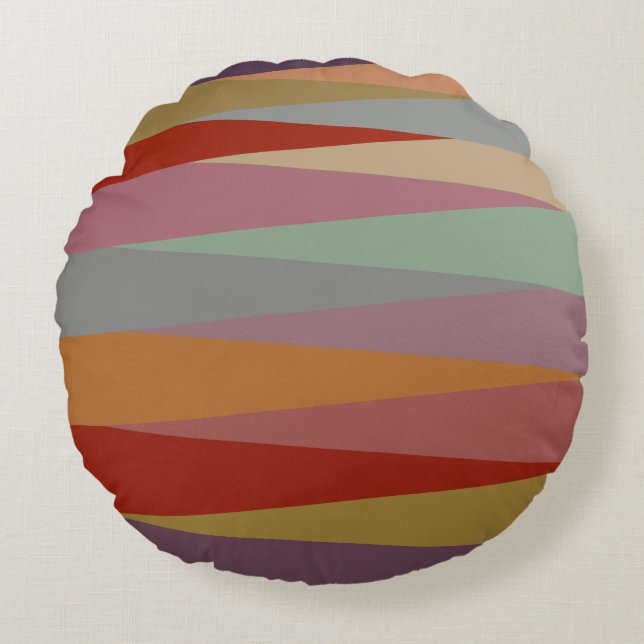 Middeleeuwse moderne kleurrijke driehoeken rond kussen (Voorkant)