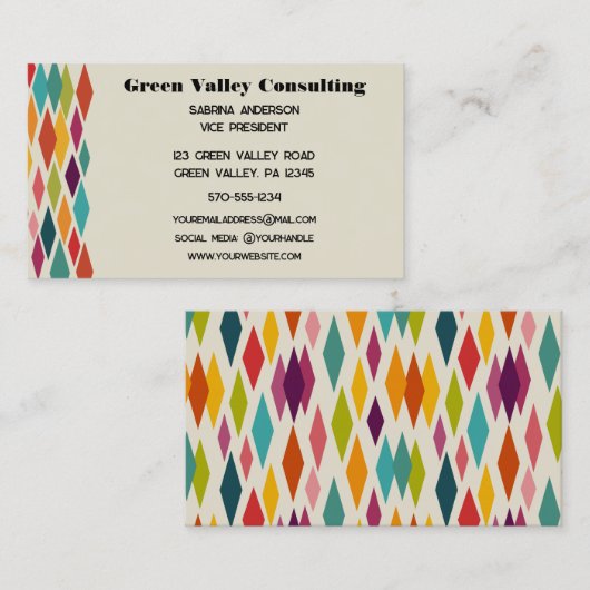 Middeleeuwse moderne, kleurrijke geometrische afdr visitekaartje (Voorkant / Achterkant)