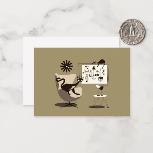 Middeleeuwse moderne kunstkatten notitiekaartje (Voorkant / Achterkant in situ)