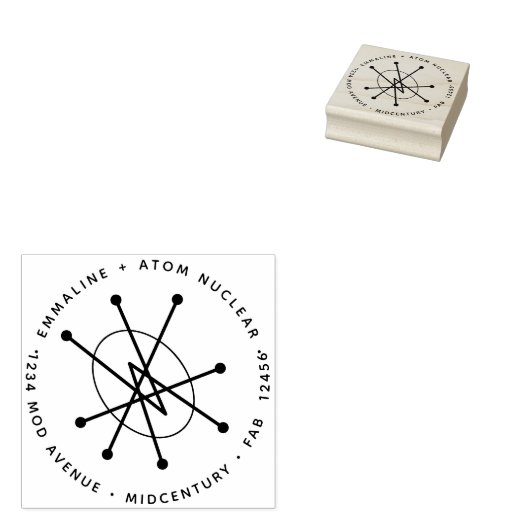 Middeleeuwse moderne, minimale atoomfusie rubberstempel (Gestempeld)