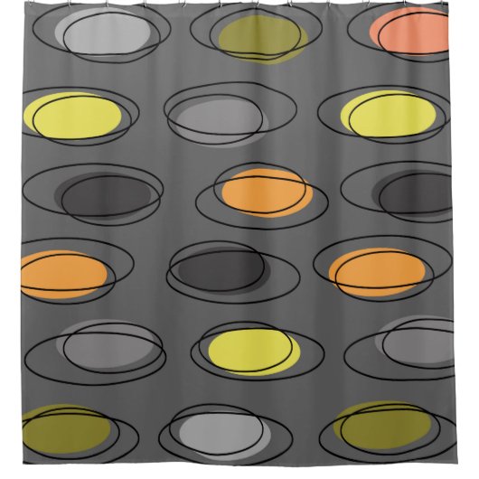 Middeleeuwse moderne ovalen met grijze riem douchegordijn (Voorkant)