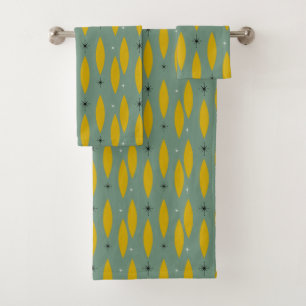 Middeleeuwse moderne ovalen, Starbursts, Gold op B Bad Handdoek