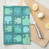 Middeleeuwse moderne patroonroonblauw theedoek (Quarter Fold)