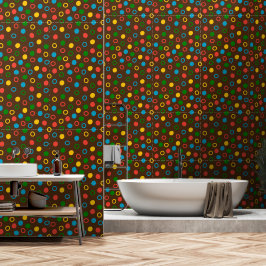 Middeleeuwse moderne polka dot bruine schil en sti behang