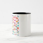 Middeleeuwse Moderne | Retro 60s 70s Vloerpatroon Tweekleurige Koffiemok (Center)