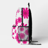 Middeleeuwse moderne retro roze bloemige madeliefj bedrukte rugzak (Rechts)