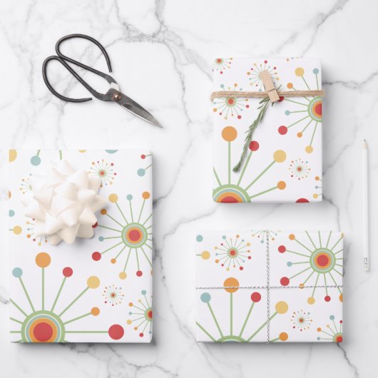 Middeleeuwse moderne retroactieve 1970's geïnspire inpakpapier vel (Voorkant)