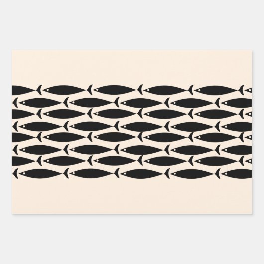 Middeleeuwse moderne retrovis zwart en amandelroam inpakpapier vel (Voorkant 2)