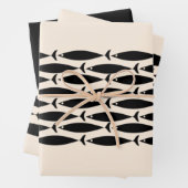 Middeleeuwse moderne retrovis zwart en amandelroam inpakpapier vel (In situ)