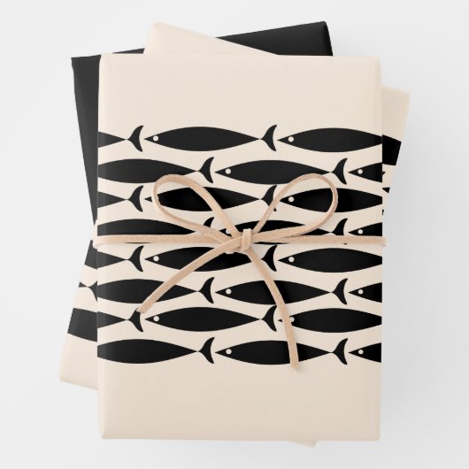 Middeleeuwse moderne retrovis zwart en amandelroam inpakpapier vel (In situ)