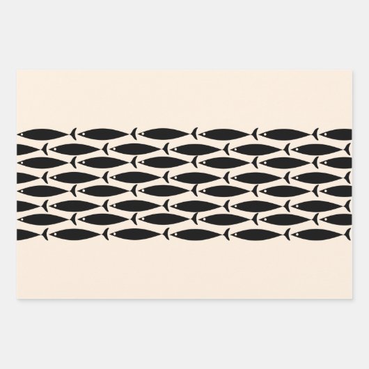 Middeleeuwse moderne retrovis zwart en amandelroam inpakpapier vel (Voorkant)