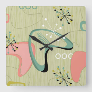  middeleeuwse moderne Spoetnik roze Groen Vierkante Klok