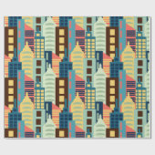 Middeleeuwse moderne stad cadeaupapier (Vlak)