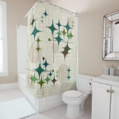 Middeleeuwse moderne Starbursts en Wereldbollen Douchegordijn (In situ)